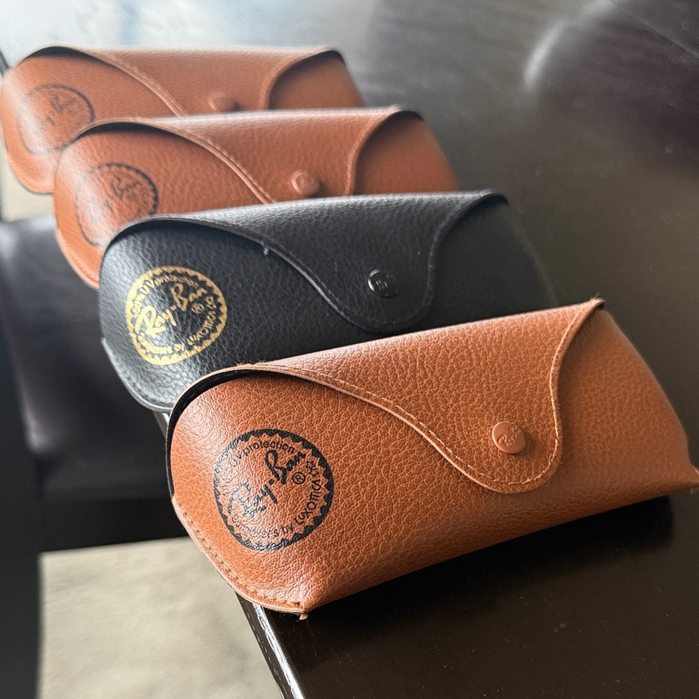 Ray-Ban Black and Tan Leather Cases